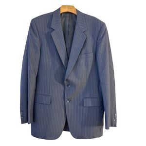 Kingsridge Vintage Custom Suit Mens 40R 34x29 Navy Charcoal Stripe 2 Button